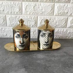 Roza Candle Holders - Fornasetti Candle Holder DIY Handmade Candles Jar Retro Lina Face Storage Bin Ceramic Caft Home Decoration Jewerlly Storage Box 1 PCs