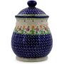 Polish Pottery Jar with Lid and Handles 8-inch Spring Flowers
