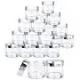 Beauticom 24 Pieces 30G/30ML(1 Oz) Round Clear Jars with Metallic SILVER Flat Top Lids for Herbs, Spices, Loose Leaf Teas, Coffee & Other Foods- BPA Free