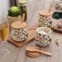 Kitchen seasoning box/Ceramic Condiment Storage Container with Pallet Salt jar Three-Piece Set