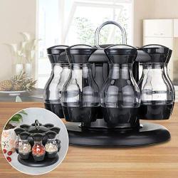 FidgetKute 8/16 Jar Rotating Spice Rack Carousel Kitchen Storage Holder Condiment Container #2-8 Jar One Size