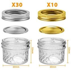 Mason Jars Canning Jars, 4 OZ Jelly Jars With Regular Lids and Bands, Ideal for Jam, Honey, Wedding Favors, Shower Favors, Baby Foods, DIY Magnetic Spice Jars, 40 PACK By SPANLA