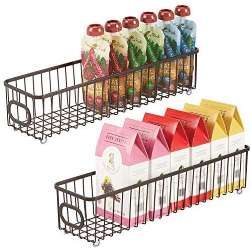 Organisateur de Rangement en Métal pour Cuisine mDesign – Panier à Grille Moderne Style Ferme – Idéal pour Placards, Étagères, Plans de Chien – X Long Container, 2 Pack – Bronze Organisateur de Rangement en Métal pour Cuisine mDesign – Panier à Grille Moderne Style Ferme – Idéal pour Placards, Étagères, Plans de Chien – X Long Container, 2 Pack – Bronze