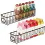 mDesign Metal Kitchen Pantry Food Storage Organizer Bin Basket - Modern Farmhouse Decor Wire Grid Design - Organization for Cabinets, Shelves, Countertops - X Long Container, 2 Pack - Bronze