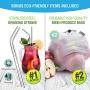 Reusable Silicone Food Bags (Large and Small, Set of 4) + Bonus Stainless Steel Straws & Produce Storage Bags - Insulated Plastic Lunch Bag - Baggies for Sandwich, Kids, Snack, Freezer Dishwasher Safe