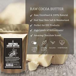 Raw NATURAL COCOA (CACAO) BUTTER BLOCK Best Quality Rich Natural Chocolate Aroma For Lip Balms, Stretch Marks, DIY Base for Body Butter & Soap Making (USA) - 8 oz