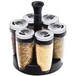 DUDDP Storage Spice lar set Reusable Jar Glass Rotating Seasoning Cans Set, A Set of 6, Multiple Kinds Holes