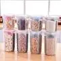 HOMELUNY Set of 4 Kitchen Cereal Containers for Storage Plastic Storage Box Clear Food Storage Jars Moisture Proof Airtight for Candy, Cookie, Rice, Sugar,Flour,Snacks Keeping Food Dry & Fresh Small