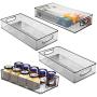 mDesign Plastic Stackable Kitchen Pantry Cabinet, Refrigerator or Freezer Food Storage Bin with Handles - Organizer for Fruit, Yogurt, Snacks, Pasta - BPA Free, 16" Long, 4 Pack - Smoke Gray