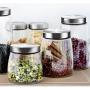 WH- Kitchen Seal Tank Accommodating Fresh Snack Classified Grains Of Stainless Steel Glass Jar Lid Storage Box 4 Sets