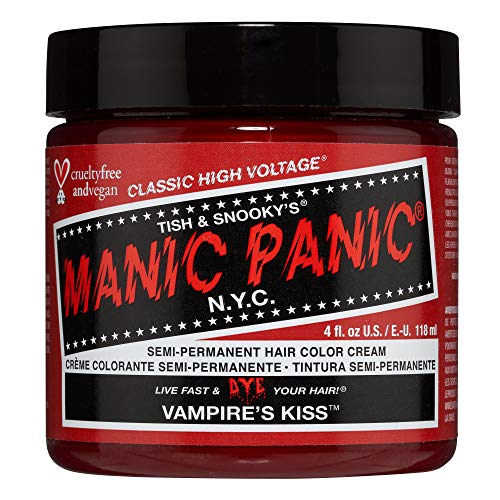 Manic Panic Vampirs Kuss Haarfarbe – Klassisches High Voltage – Halbpermanente Haarfarbe – Medium Rot mit Helle Pink Untertöne – Für Dunkles & Lichtes Haar – Vegan, PPD & Ammoniakfrei – Für Haarfärbung