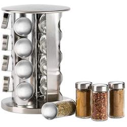 Spice Rack, 16 - Jar Revolving Countertop Spice Tower, Carousel Seasoning Storage Organization for Home & Kitchen