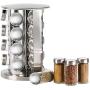 Double2C Revolving Countertop Spice Rack Stainless Steel Seasoning Storage Organization,Spice Carousel Tower for Kitchen Set of 16 Jars