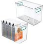 mDesign Plastic Food Storage Container Bin with Handles - for Kitchen, Pantry, Cabinet, Fridge/Freezer - Organizer for Snacks, Produce, Vegetables, Pasta - BPA Free, Food Safe - 2 Pack - Clear/Blue