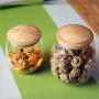 Unique Nordic Glass Storage Bottle With Wooden Cover Minimalist Jars Storage Bottle Organizer Food Container For Kitchen Home,L
