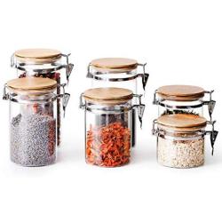 Food Storage Jar, Glass Jars with Airtight Seal Bamboo Lid and Silicone Sealing Ring, Snap-Fit White Glass Food Storage Canister for Serving Tea, Coffee, Spice and More, Many Sizes (100x95cm)
