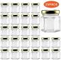 Small Mason Jars,Woaiwo-q 1.5oz Small Glass Jars Mini Honey Jars Clear Hexagon Jars with Lids(Gold,25Pack)