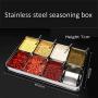 Stainless Steel Seasoning Jar Set, Kitchen 6/8 Grid with Lid Rectangular Spice Box, Suitable for Pepper/Salt Seasoning Storage Jar,B