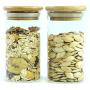 TOPJAR Glass Food Storage Containers with Bamboo Lids Set of Two Honey Glass Jars