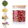 UOON Food Storage Container, Airtight Glass Storage Jars with Bamboo Lid for Pasta, Tea, Coffee, Cookies, Snacks, Set of 4