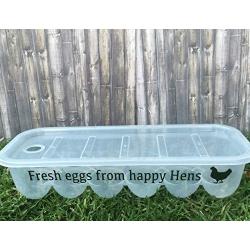 Fresh Eggs From Happy Hens" Novelty Reusable Stack-able Plastic Egg Storage Carton Container With Lid!