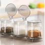 CSPFAIRY Kitchen Creative Transparent Spice Jars Multifunction Seasoning Box for Pepper Spice Salt 4pcs/Set