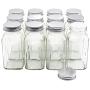 U-Pack 12 pieces of French Square Glass Spice Bottles 6 oz Spice Jars with Silver Metal Lids, Shaker Tops, and Labels by U-Pack