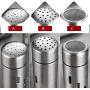 Xyxiaolun Salt Pepper Shaker, 3 Styles Sugar Shaker Stainless Steel and Glass Canisters with Window Pepper Salt Sugar Storage Jar Kitchen Supplies