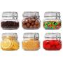 ComSaf Airtight Glass Canister Set of 6 with Lids 17oz Food Storage Jar Square - Storage Container with Clear Preserving Seal Wire Clip Fastening for Kitchen Canning Cereal,Pasta,Sugar,Beans,Spice