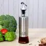 Bouteille d'Huile et Vinaigre en Verre 300/500ml - Accélérateur en Inox Anti-Fuite - Utile pour la Cuisine - Récipient de Stockage et de Service