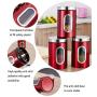 Jitnetiy 3 PCS Red Stainless Steel Kitchen Canister with Visible Window Candy Storage Jars for Kitchen Living Room
