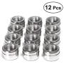 Magnetic Spice Tins Set with Clear Top Lid, 12 PCS Stainless Steel Multi-Purpose Round Storage Containers Jars with Sift and Pour, Magnetically Stick on Refrigerator and Grill
