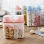 HOMELUNY Set of 4 Clear Food Storage Box Plastic Crisper Cereal Kitchen Airtight Jars Storage Containers for Candy, Cookie, Rice, Sugar,Flour,Snacks Keeping Food Dry & Fresh Large Pink