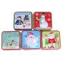 Heallily 5Pcs Christmas Tinplate Tin Box Candy Box Square Gift Box Candy Jar Coin Storage Case Cookie Box for Festival Christmas