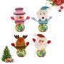 Toyvian 4PCS Christmas Candy Jar Round Santa Snowman Bear Deer Candy Storage Can Xmas Sugar Jars for Holiday