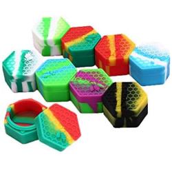 PIAOPIAONIU 8 Pcs Hexagon Non-Stick 26ml Wax Silicone Container Jars Oil Wax Kitchen Storage Rubber Container Color Random