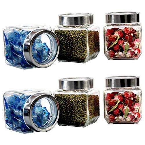 Kitchen Food Storage Jar Airtight Food Storage Storage Tank 6 Only Transparent Glass Sealed Jar Dried Fruit/candy/tea Fresh-keeping Cans（450ml）