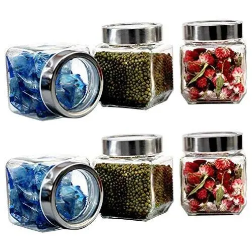 Kitchen Food Storage Jar Airtight Food Storage Storage Tank 6 Only Transparent Glass Sealed Jar Dried Fruit/candy/tea Fresh-keeping Cans（450ml）