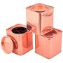 Kosma Set of 3Pc Stainless Steel Tea Sugar Coffee Canister (Square) Inside lid - 4" (Copper Plated)