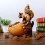 Squirrel Wooden Bowl And Food Storage Container Decorative Cookie Jars Daily Snack Storage Box Dried Fruit Server