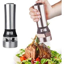 JUSTDOLIFE Electric Pepper Grinder Stainless Steel Double Sized Spice Mill Durable Salt Grinder