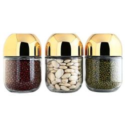 Glass bottle sealed cans, tea grains storage tanks, food dried fruit milk powder kitchen storage jars 3 sets