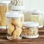 Glass Food Storage Jar Containers with Lid Vacuum Seal, Food Saver Preserving Air Tight Storage Container Jar for Dry Food/Cereal/Pasta/Candy/Cookie (30oz)