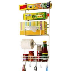 Homeleii 1PCS Multi-Function Metal Sidewall Refrigerator Storage Rack Shelf Organizer Kitchen Hook Holder Condiment Bottles Storage Rack