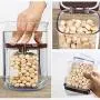 Kitchen plastic transparent sealed cans multi grain storage tanks tea cans milk powder snacks seasoning jar storage box LB910122,random color 1100ML