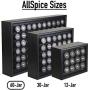 AllSpice Wooden Spice Rack, Includes 60 4oz Jars- Matte Black