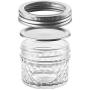 Mason Jars with Glass Lids 4 oz - Nellam Small Canning Jelly Jar Wide Mouth in Quilted Crystal for Airtight Kitchen Storage, Baby Food, Party Favors - Freezer & Microwave Safe - Set of 24, Silver