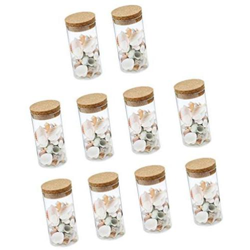 LOVIVER 10Pcs Small Glass Bottles with Cork Stopper Tiny Clear Vials Storage Container for Art Crafts Projects Decoration Party Supplies