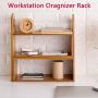 Solid Natural Bamboo Spice Rack Bottle Jars Holder, Countertop Corner Storage Organizer Free Standing with 3-Tier Adjustable Slim Display Shelf for Kitchen Bathroom Workstation