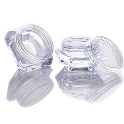 Goege 5 Gram Jar 5ML Clear Empty Plastic Pot Containers Refillable Cosmetic Lotion Diamond Container Screw Cap Lid (50 Pcs)